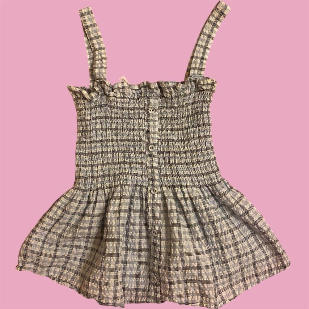 cute blue and white plaid peplum top